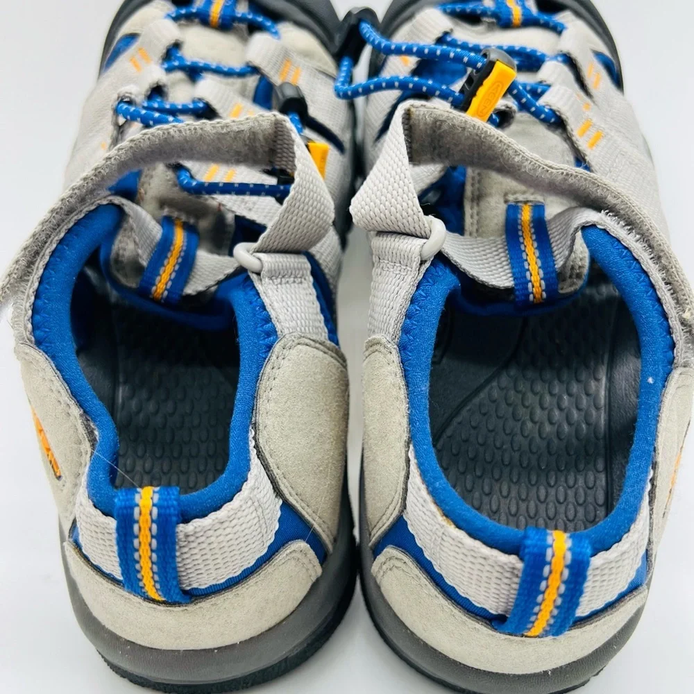 KEEN Newport H2 Boys Closed Toe Hybrid Sandals – Gray with Blue Accents Size 4